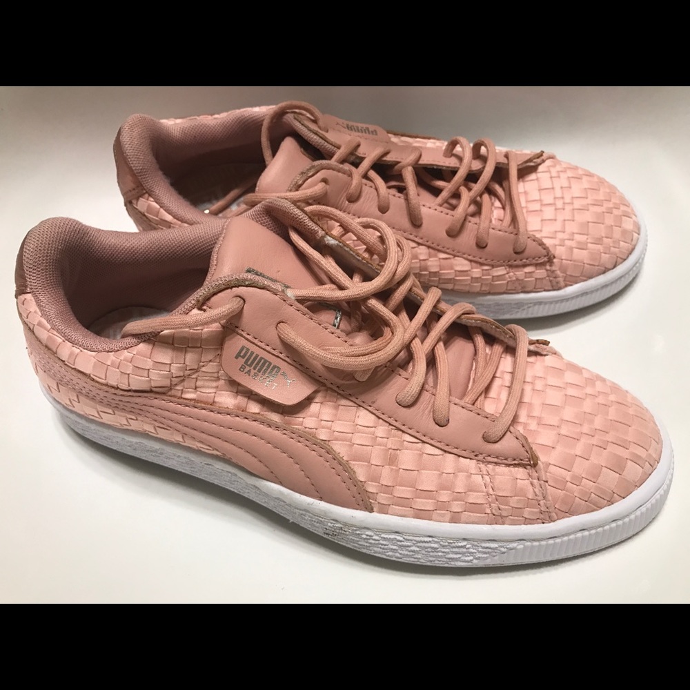 womens Puma Sneakers shoes Weave Fabric Pink
